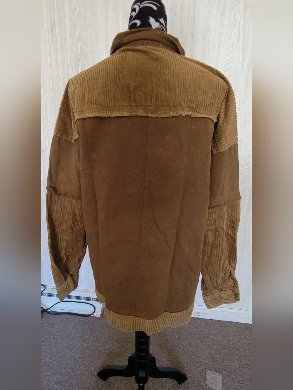 NWT Size L  Olive/Brown Corduroy Button Down Oversized "Shacket" Shirt Jacket - Picture 2 of 8
